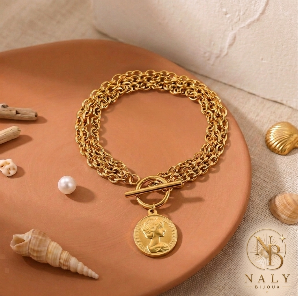 Gold Bracelet with Medallion
