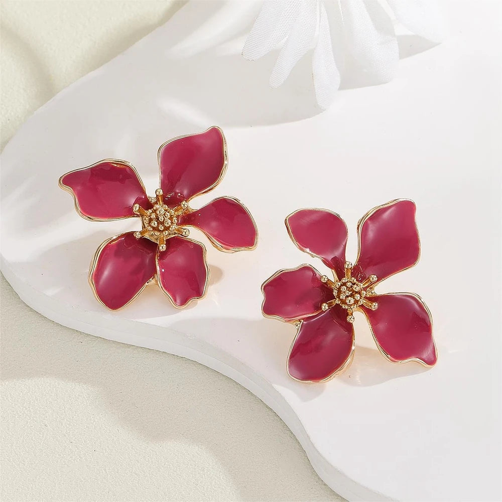 Boucles d'Oreilles Fleur Émaillée
