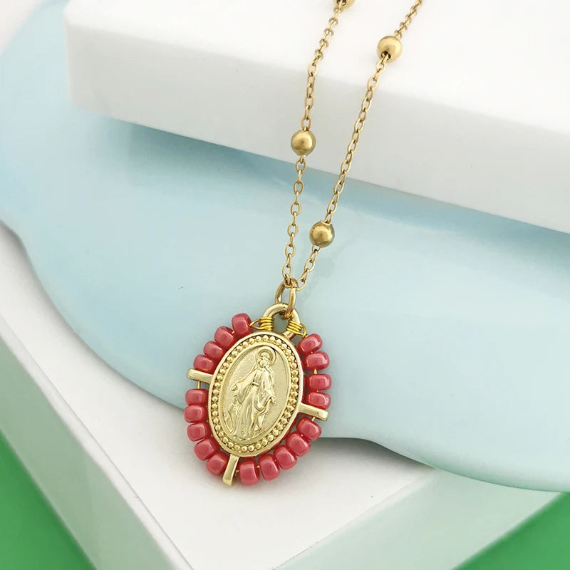 Collier Vierge Marie – Pendentif Acier Inoxydable