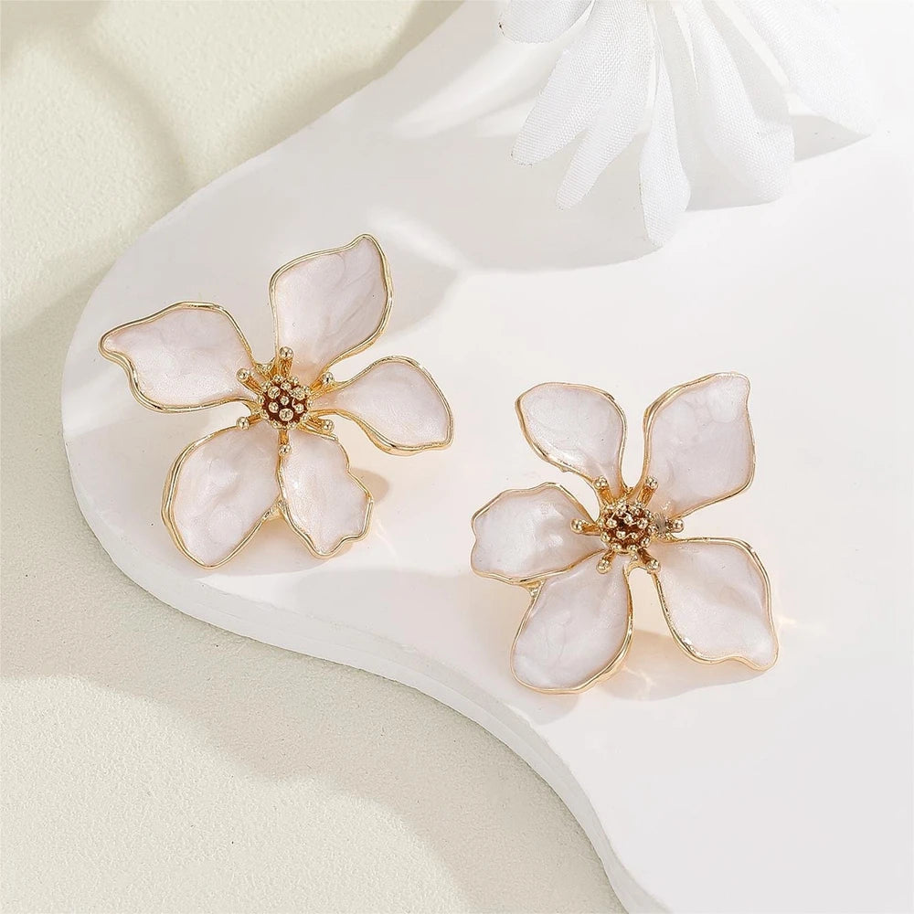 Boucles d'Oreilles Fleur Émaillée