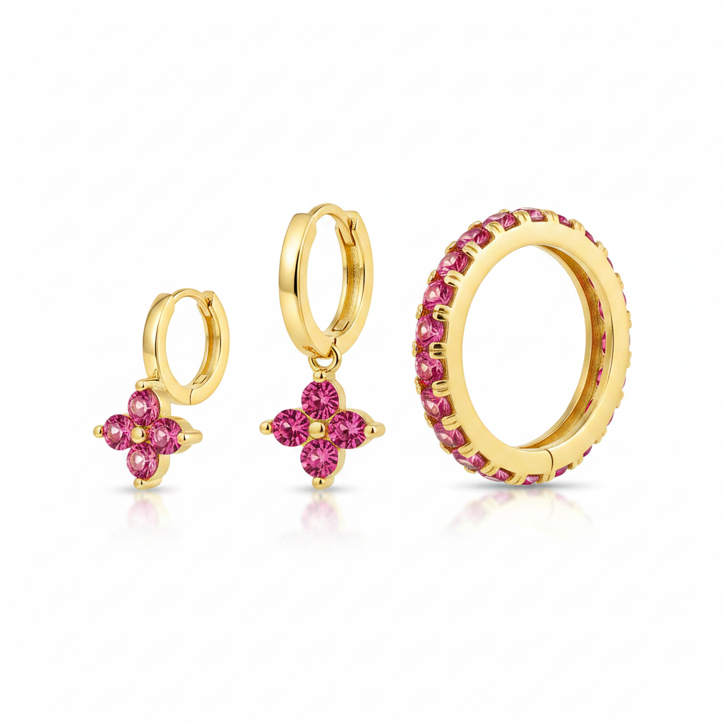 Lot 3 Créoles Zircon Multicolore
